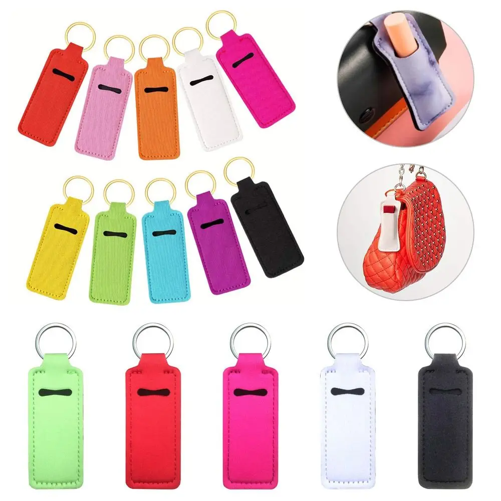 

Neoprene Lipstick Keychain Bag Portable Rectangle Multicolour Lip Balm Bag Lipstick Pouch Keyring Lipstick