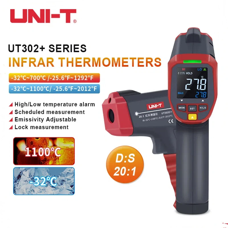 UNI-T UT302A+/UT302C+/UT302D+ Бесконтактная температура EBTN Цветной экран ЖК-измеритель
