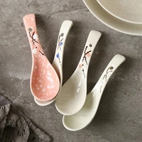 japanese ceramic spoon handpainting porcelain soup spoon kitchen cooking utensil tool creative milk stirring spoon tableware