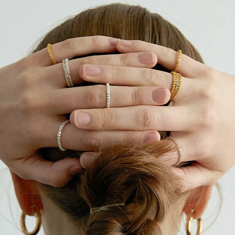 

Shiny Sparkling Gold Silver Color Soft Metal Personality Round Finger Rings For Women Men Wholesale Fashion Jewelry Gift