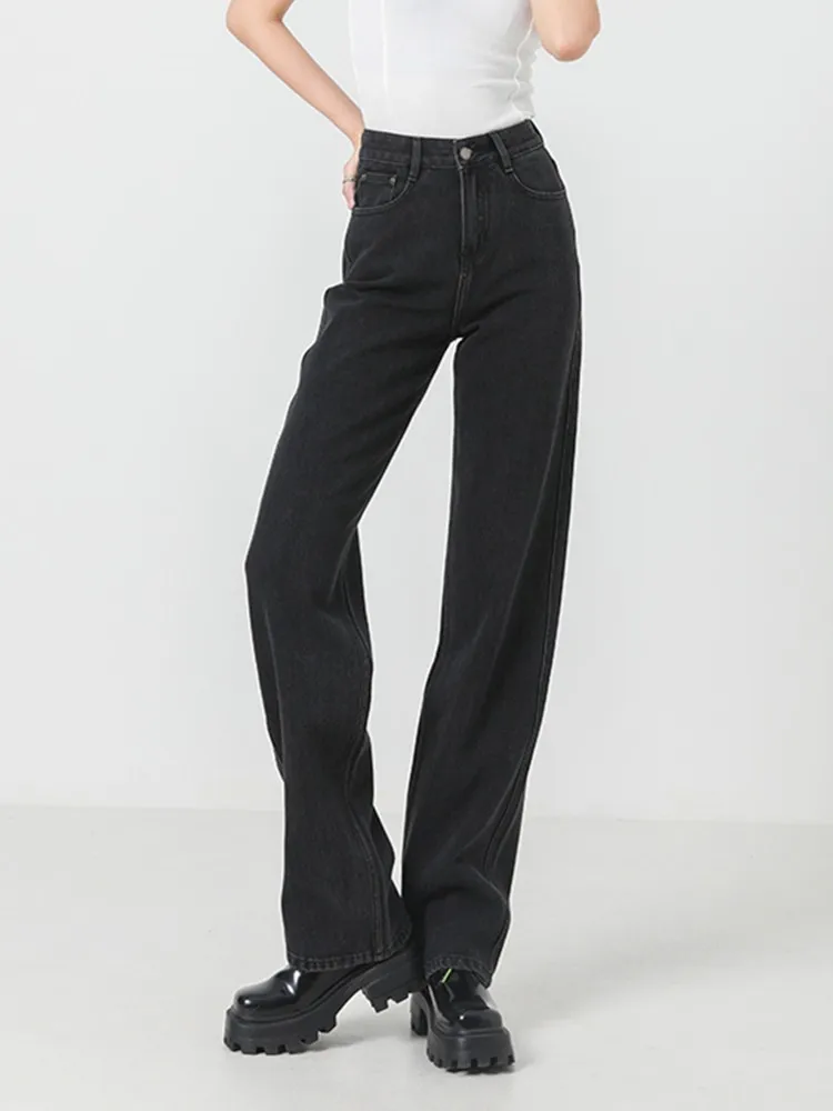 

Модные черные прямые джинсы ZHISILAO, женские винтажные джинсовые брюки в полную длину, летняя уличная одежда 2022
