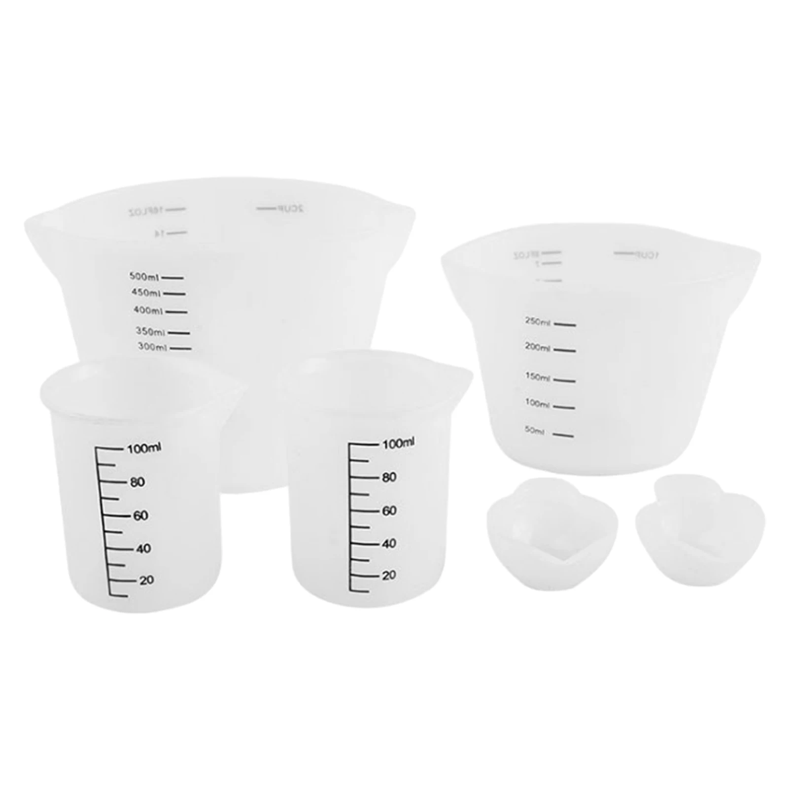 

6pcs Measuring Cup With Scale Translucent Color Reusable Butter Silicone Kitchen Melting Chocolate Jewellery Making Laboratory