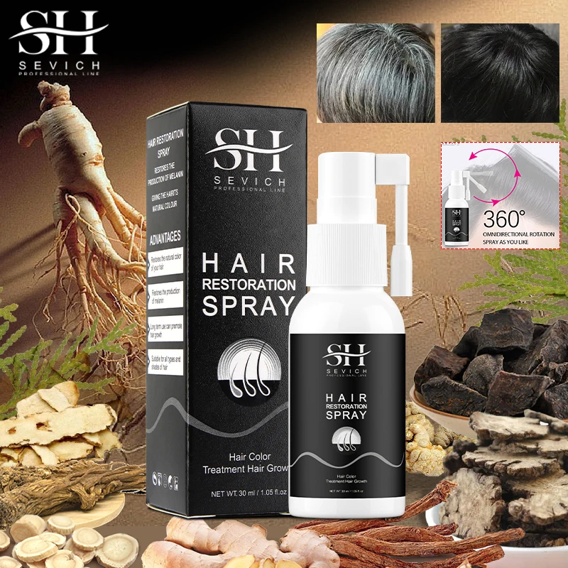 Sevich Black Hair Color Dye 30ml Ginger Natural Black Hair Spray Anti-hair Loss Treatment Crazy Hair Growth Product Hair Care
