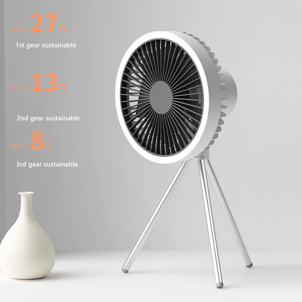 

Desk Stand Air Cooling Fan with Detachable Aluminum Alloy Tripod Timing Silent Brushless Motor Outdoor Camping Ceiling Fan