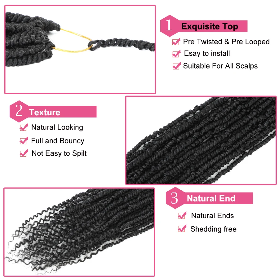 14 22-дюймовые длинные предварительно заплетенные/сккрученные волосы Passion Twist