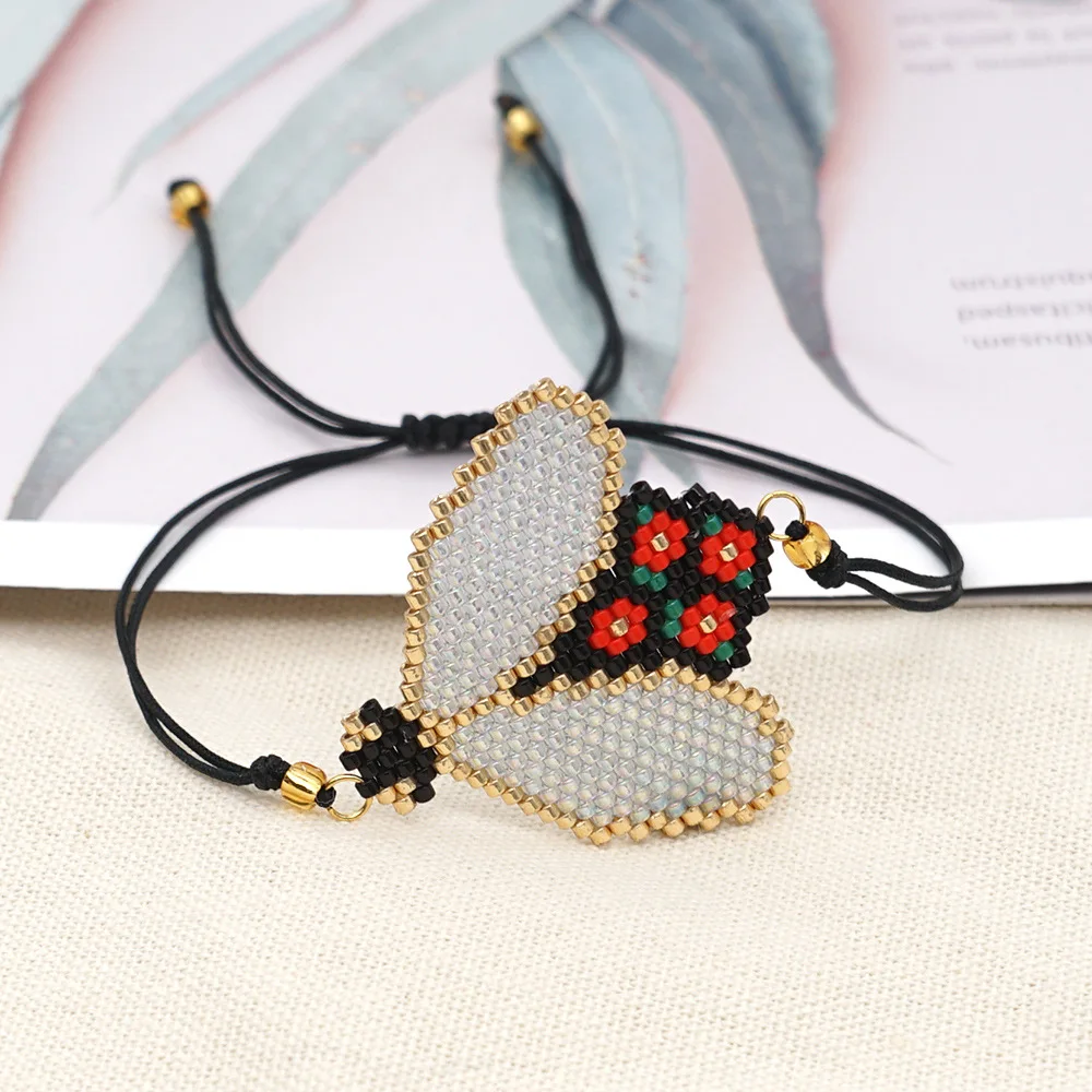 

Miyuki Rice Beads Weaving Creative Bohemian Style Pure Handmade Big Winged Bee Beaded Small Bracelet Woman