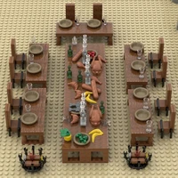 medieval ancient games scene building blocks aristocrats dining room furniture soldier figures accessories moc bricks kids toys