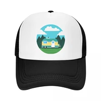 cool happy camper trucker hat for men women adjustable unisex explore wilderness camping baseball cap outdoor snapback caps
