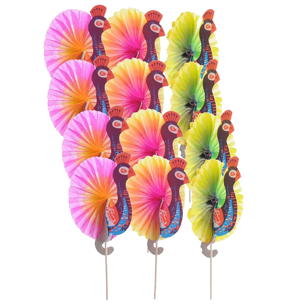 

Creative Cocktail Toppers Decorative Fruit Toothpicks Peacock Cocktail Decoration Fruit Stick (Assorted Color)