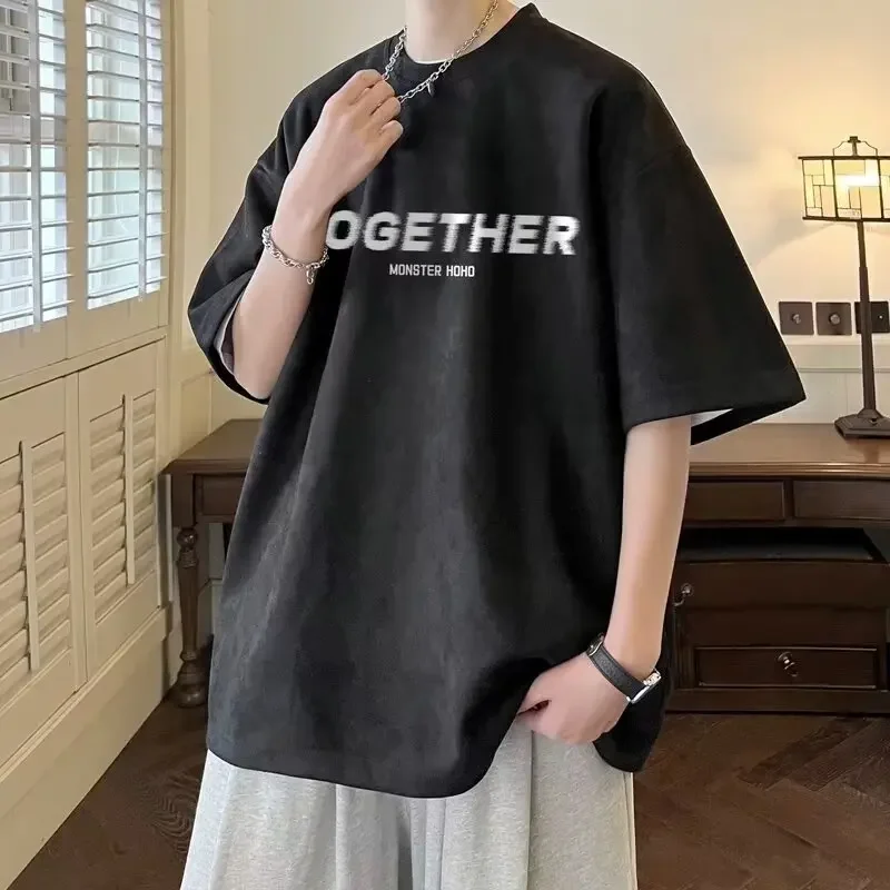 2024 новый стиль гонконгский летние модные универсальные свободные футболки с