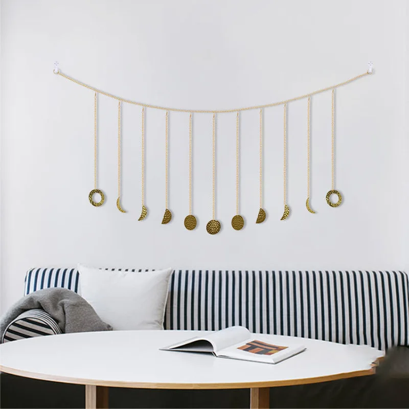 

Sun Moon Disc Decoration Chain Gold Wall Hanging Decoration Room Apartment Background Wall Decoration Bedroom Bedside Decoration