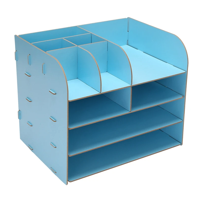

1Pcs 4-Layers Wood Office Table Organizer Assembled Files Office Supplies Containers A4 Paper Storage Rack