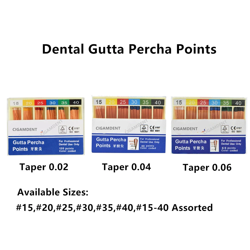 

10Box Dental Gutta Percha Points Endodontic Material Taper 02/04/06 #15 #20 #25 #30 #35 #40 #15-40 Mixed