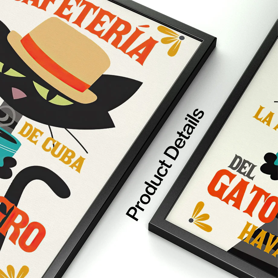 Знаменитая ТВ-дровая черная кошка настенная живопись на холсте Aroma de Cuba