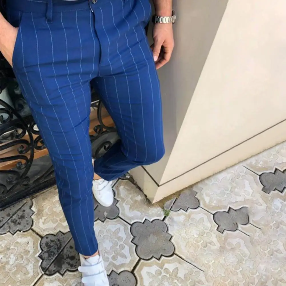 

Pencil Pants Zipper Fly men's pants Slim-fitting Mid Waist Suit Pants