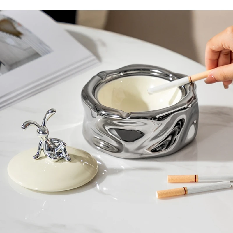 Роскошная пепельница с кроликом украшение для гостиной анти-летая пепель