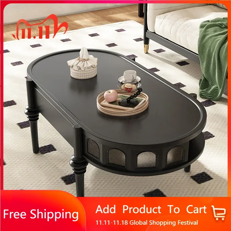 Черный журнальный столик для хранения вещей Уникальный деревянный