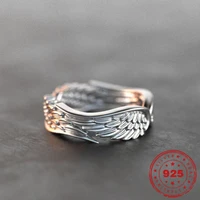 hoyon original design angel wings feather wings ring vintage thai silver ring real 100 s925 silver jewelry