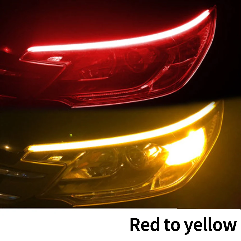 

2 шт. светодиодная лента автомобиля DRL дневные ходовые огни водостойкие желтые указатели поворота лампы 12 В аксессуары для фар автомобиля светодиодная панель