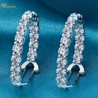 wong rain luxury 100 925 sterling silver created moissanite gemstone hoop earrings wedding engagement fine jewelry wholesale