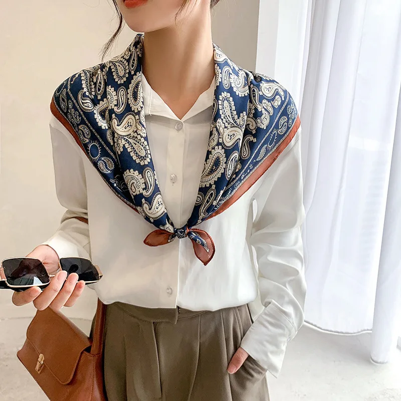 

Women Spring and Autumn Korean Cashew Flower Small Square Scarf Thin Fashion Decorative Small Scarf Versatile Scarf