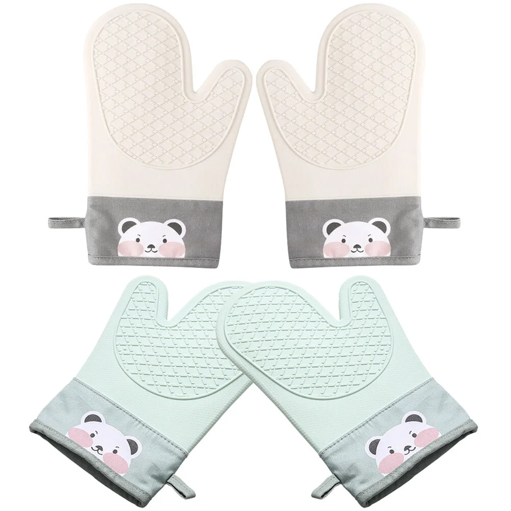 

Stove Countertop Silicone Mitts Baking Mitten Hot Kitchen Heat Resistant Glove Pot Holders