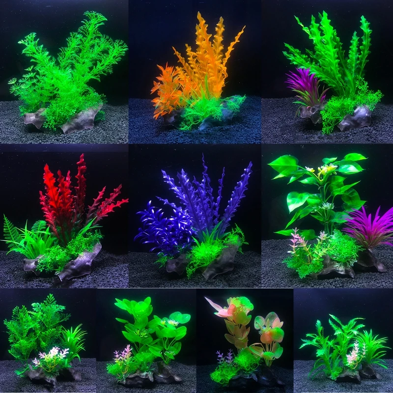 

Plastic Water Plants for Aquarium Realistic Artificial Plants Grass Ornaments 8.7 Inch High Fish Tank Decorations