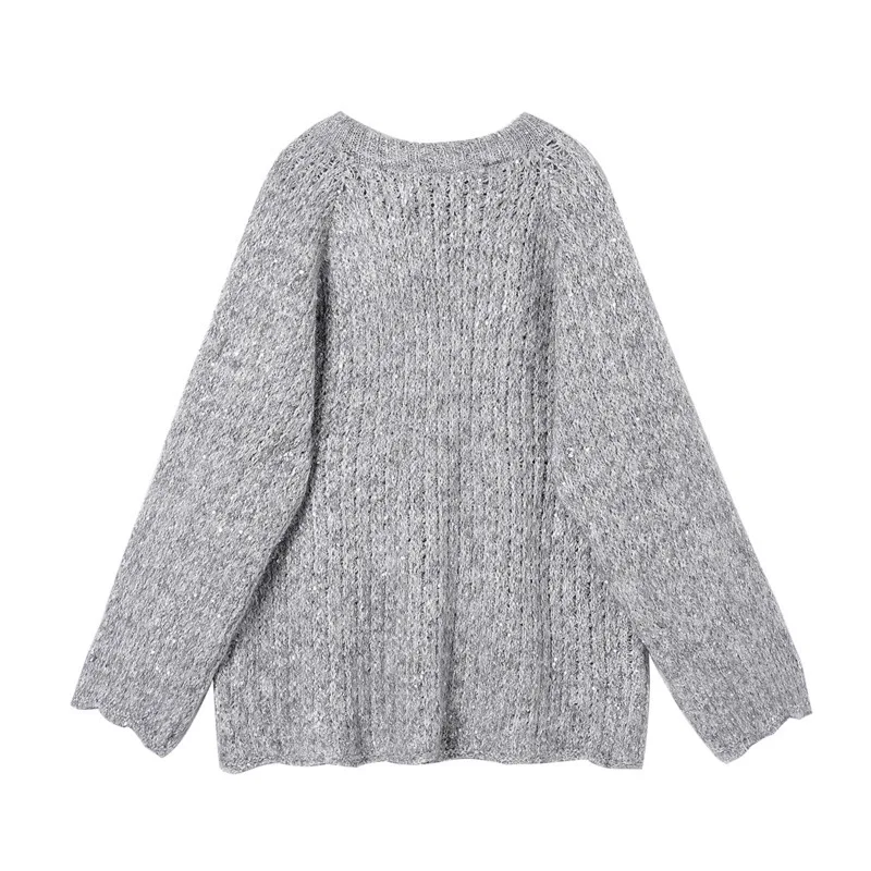 DEAT женский пуловер вязаный свободный на шнуровке с бантом и рукавами реглан