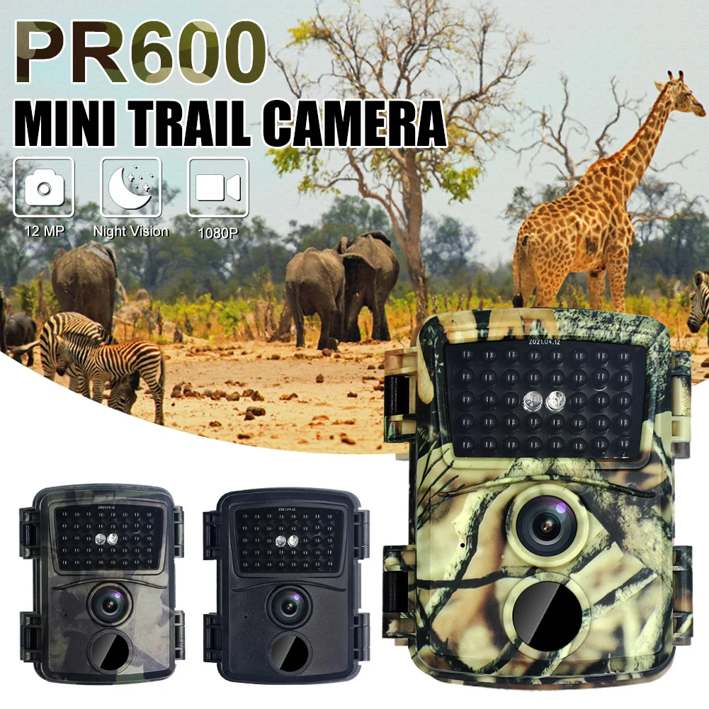 

Mini Trail Camera 12MP 1080P with Motion Sensor No Glow Night Vision Wide Angle Wildlife Camera Waterproof Monitoring Tracking