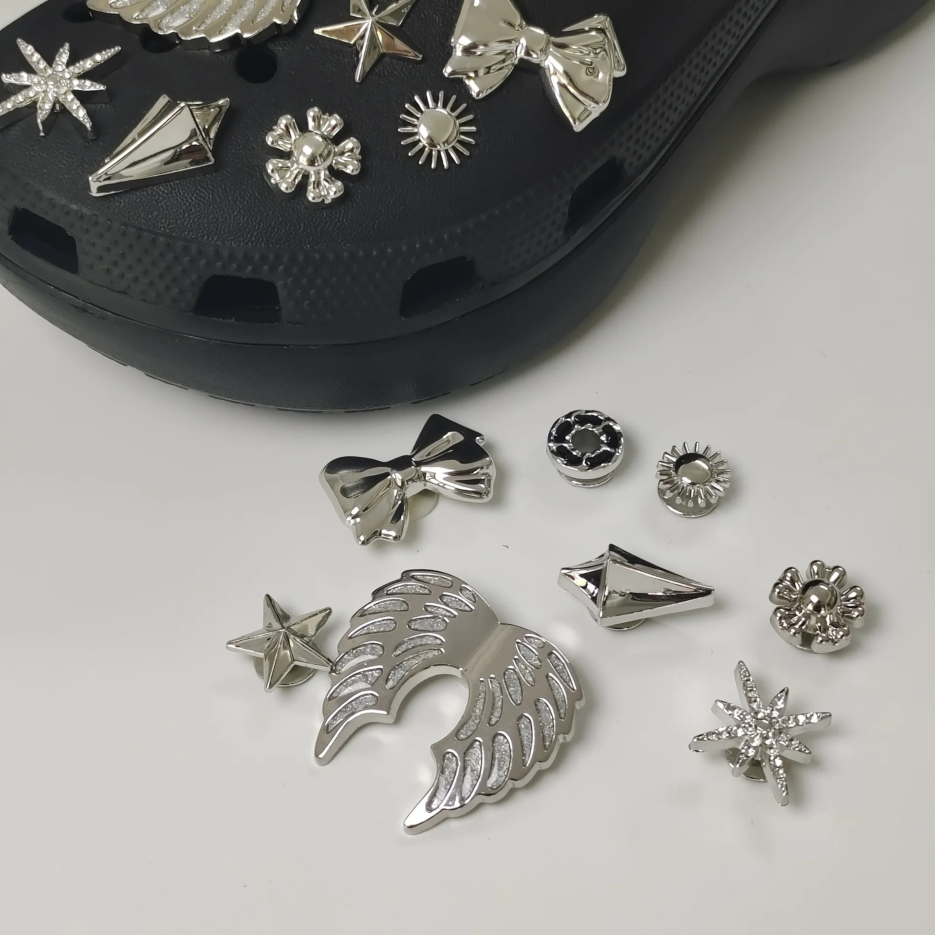 16 шт./лот подвески для обуви крылья звезда снежинка бант аксессуары сабо