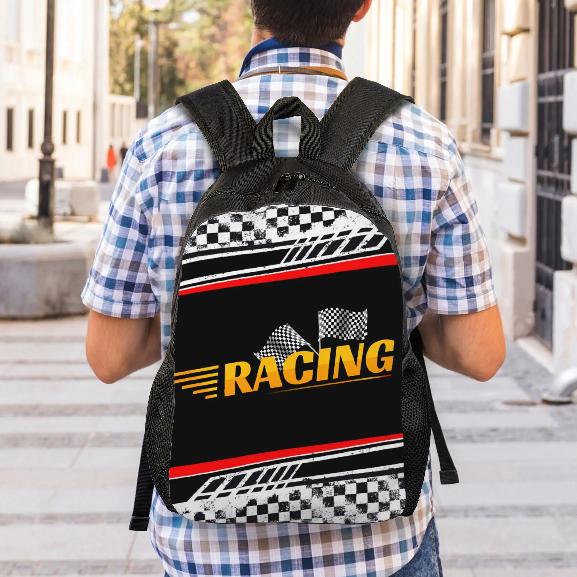 Рюкзак для путешествий в клетку Custom Racing Speed Rally Race, унисекс, для школы, ноутбука, книг, студенческий, городской рюкзак (art.: 3920dbc1bd3ce) - 3920dbc1bd3ce