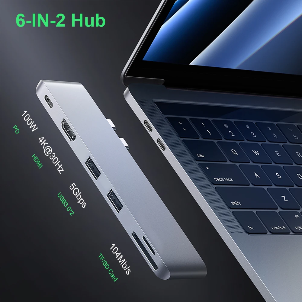 

USB C Hub for MacBook Pro Air Adapter 4K HDMI Thunderbolt 3 100W Power Delivery SD TF Card Reader Dock USB C 3.1 Port Type C HUB