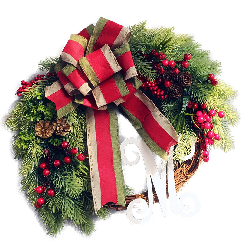 40/45cm Vine Ring Simulation Christmas Wreath Door Hanging Wreath Pendant Christmas Decorations with Various Styles