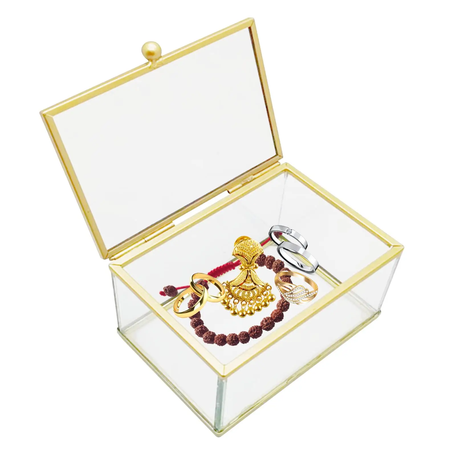 Keepsake Box Geometric Design Ring Earring Display Metal Frame Creative Storage Box For Wedding Birthday Gift
