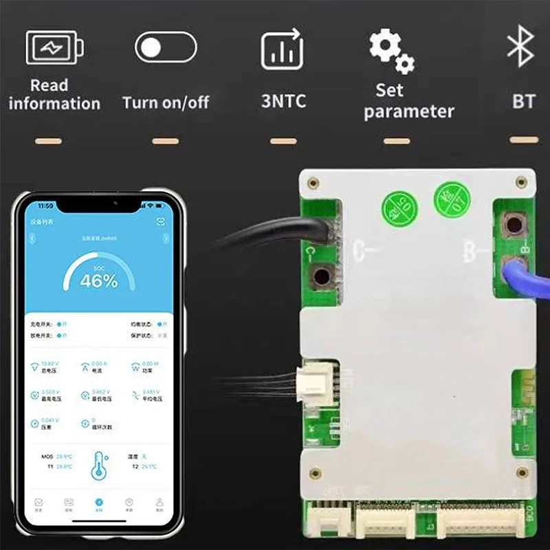 JIABAIDA Smart BMS 10S-17S LiFePO4 для литий-ионной батареи