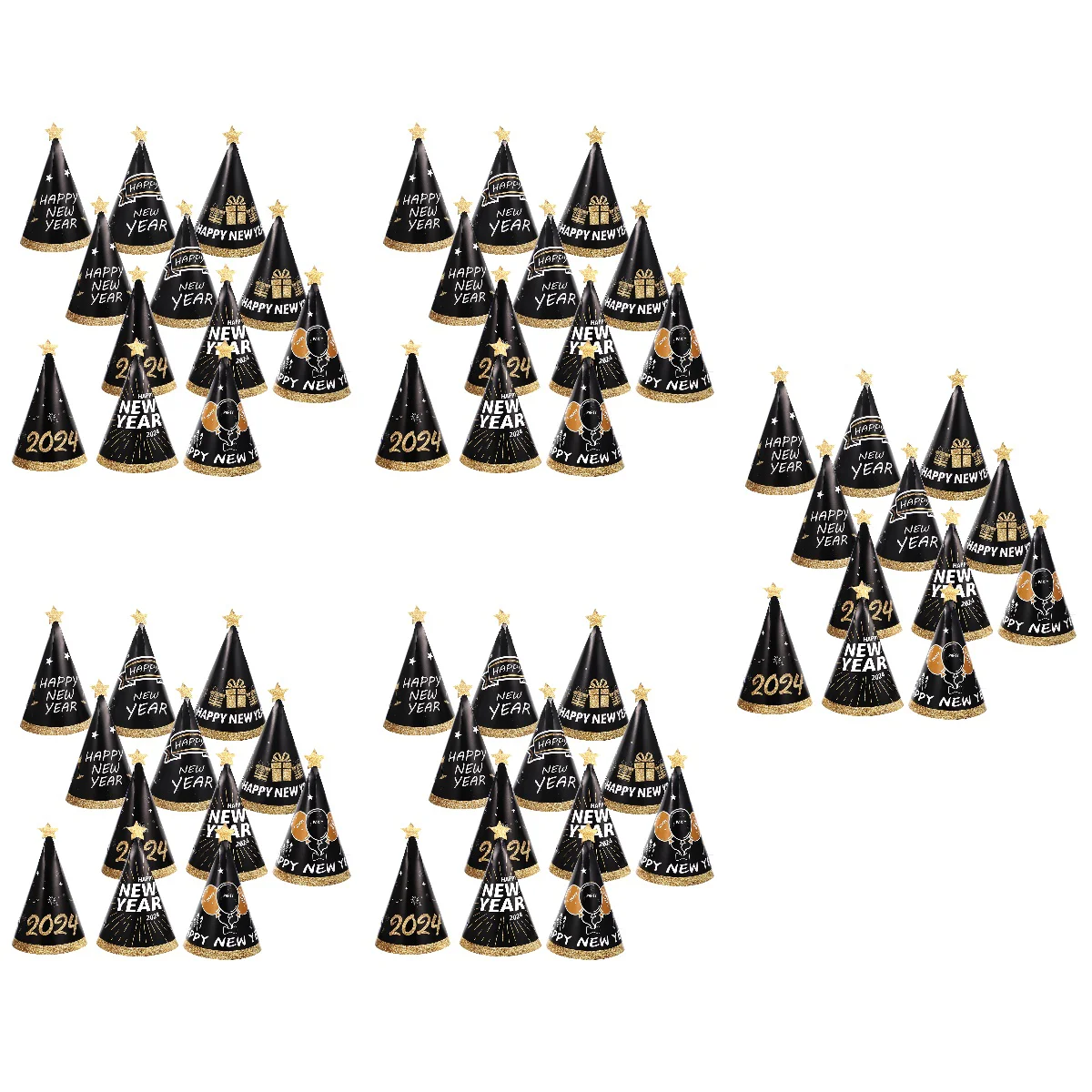 

60 Pcs Black Cap New Year Party Hats Paper Conical for Adults Cone Supplies Child Years