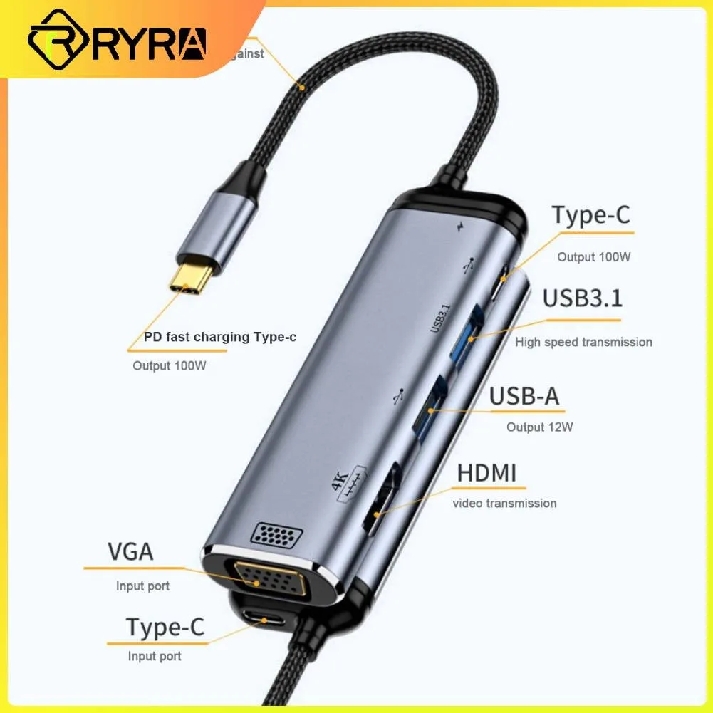 

USB-концентратор RYRA с портом USB Type-C на HDMI, 100 Вт