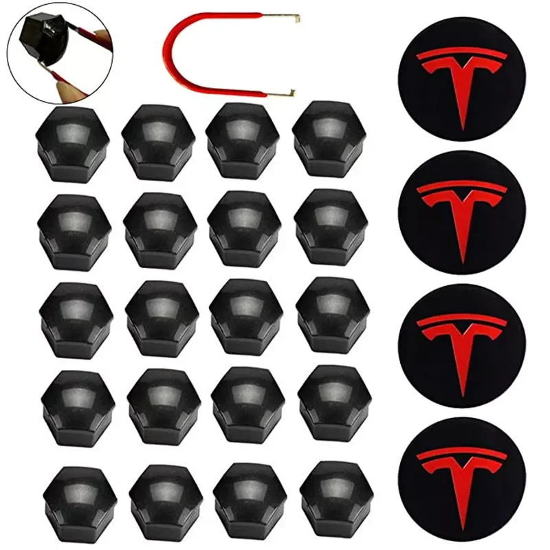 

For Tesla Wheel Cover Trim Wheel Hub Cap Kit For Tesla Model 3 S X Wheel Accessories Car Hub Cover Emblem Badge + Lug Nut Covers