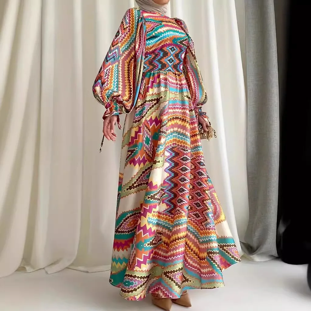 Африканские платья для женщин элегантный полиэстер 2024 лето новая мусульманская