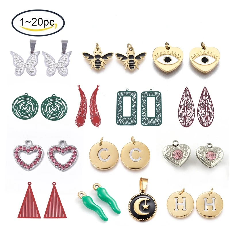 

Stainless Steel Pendants Spray Painted Etched Metal Embellishments Butterfly Heart Stainless Steel Color Gold Plated