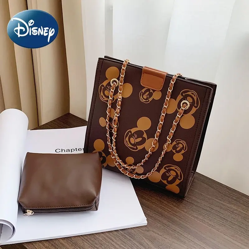 Disney Women's Bag Mickey Mouse Shoulder Bag Set for Girls Chain Large Capacity Autumn and Winter Fashion Versatile Tote Bag