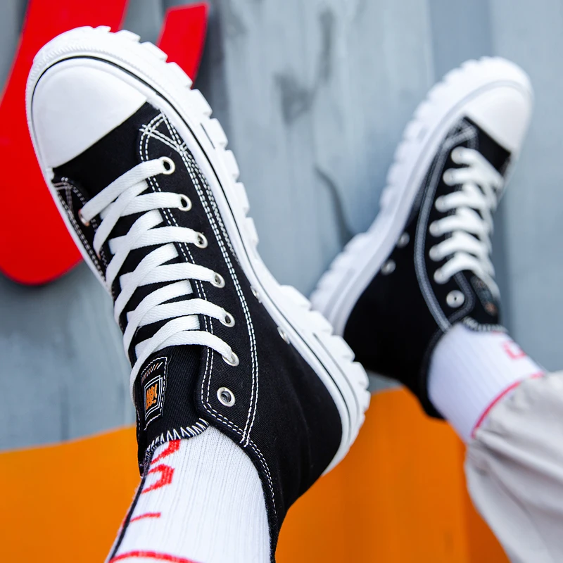 Men's Canvas Shoes Street Style Women's Sports Shoes Vulcanized Flat Shoes Spring and Autumn High Top Casual Shoes Zapatos Mujer