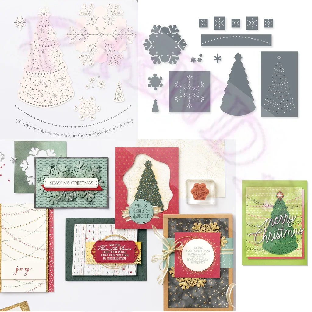 

Christmas Lights Tree Clear Stamp Metal Cutting Dies for Making Scrapbook Craft Decoration Template Embossing DIY Greeting Card