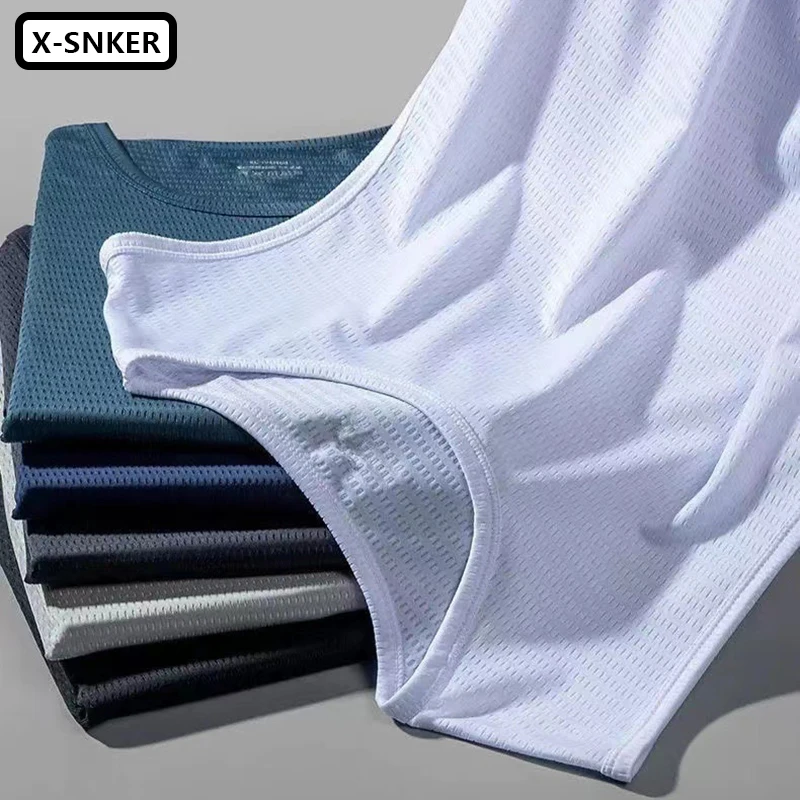 3pcs Men Summer Ice Silk Tank Tops Underwear Mens Undershirt Transparent Shirts Male Fitness Mesh Breathable Singlets 2023 New