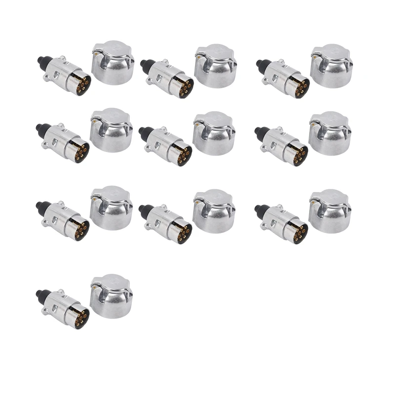 10X Trailer Accessories- 7 Pin Trailer Plug 12V Rv Sockets Towbar Towing 7Pin Metal Trailer Connectors