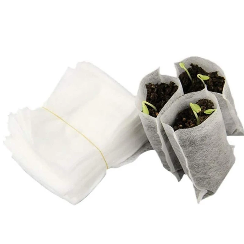 

400 Pcs Seeding Bags Small Plant Grow Bags Non-Woven Seedling Raising Pots Gardening Supply for Home Garden