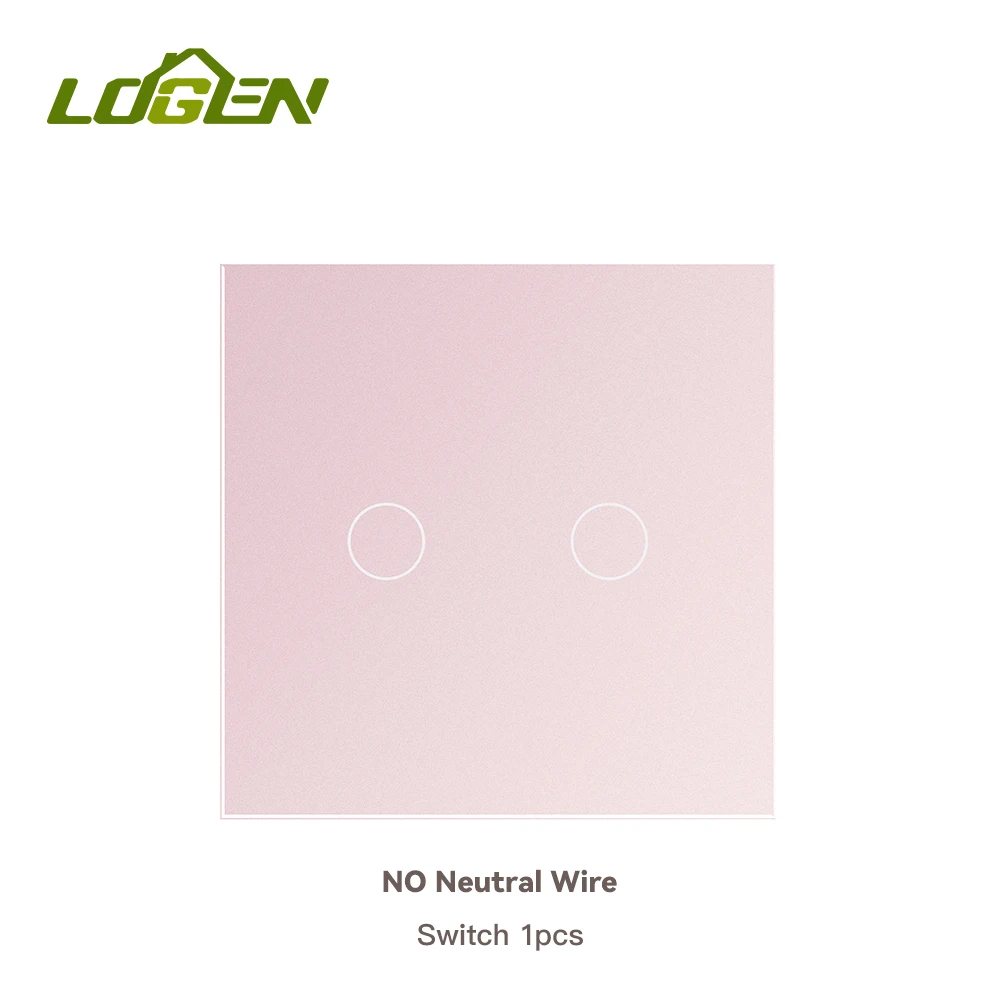 LOUYSGEN сенсорный переключатель, 1 способ, без нейтрального провода, настенный выключатель света, стеклянная панель, стандарт ЕС, 1/2/3Gang, синяя подсветка, 220 В