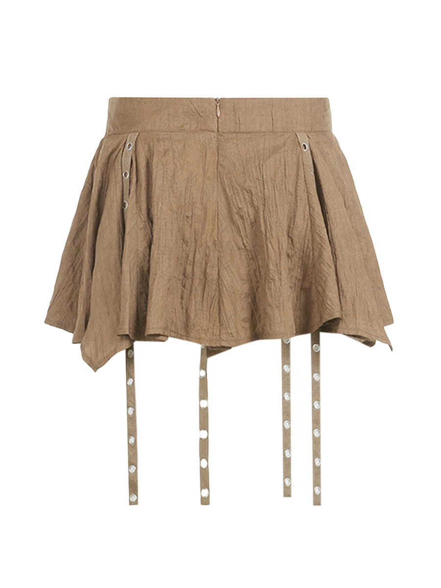 

Женская мини-юбка с оборками Y2K, многослойная плиссированная короткая юбка с высокой талией и кружевом в стиле пэчворк, милая одежда в стиле «Лолита» (винтажная)