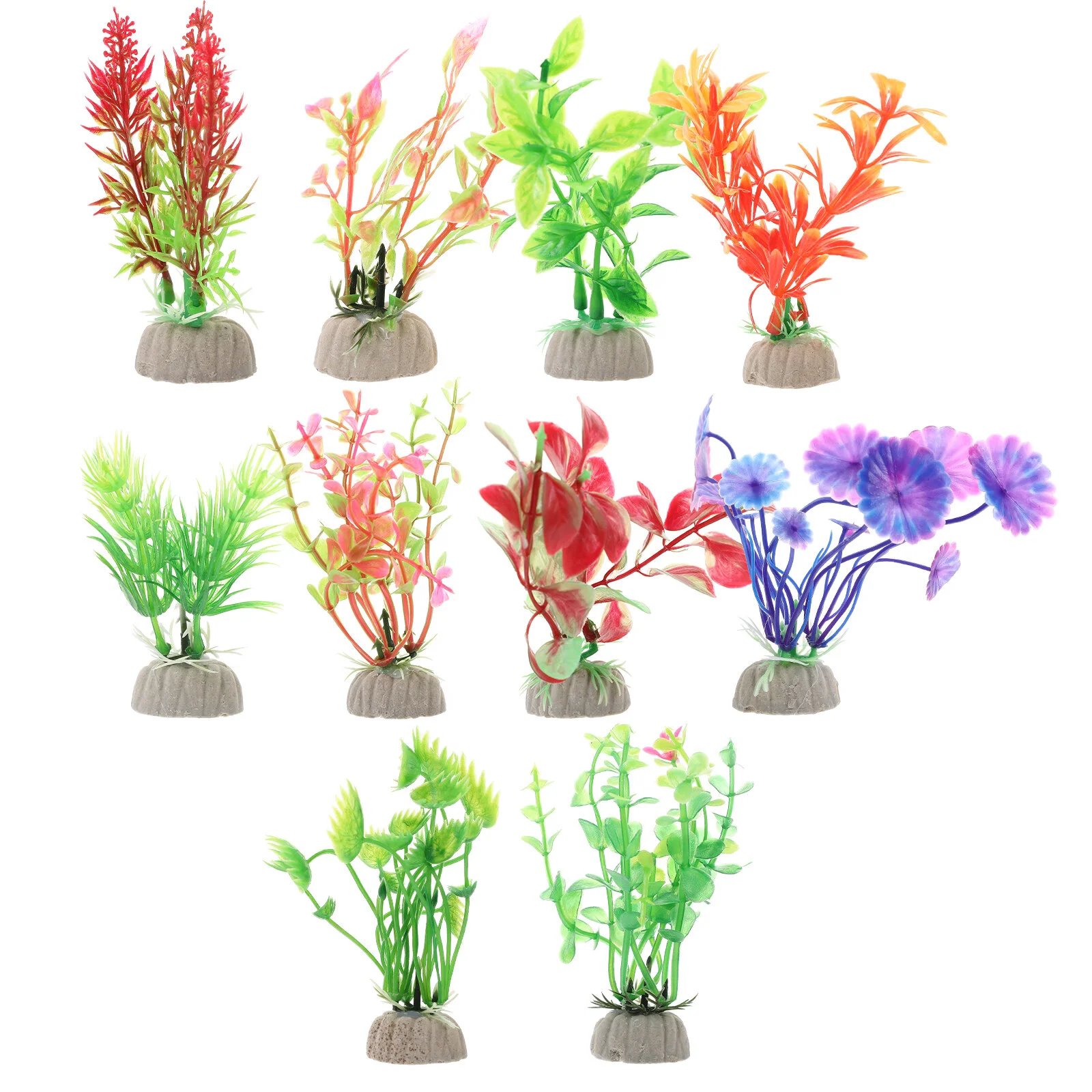 

10 Pcs Fake Fish Tank Grass Aquarium Decorations Large Tall Pet Accessories Artificial Plastic Small Plants