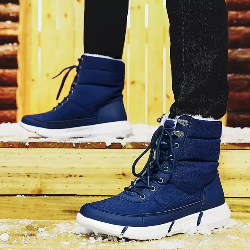 

2023NEW Shoe Winter Boots Lace-up Ankle Winter Boots Men Shoes Lovers Warm Fur Flat with Snow Boots Work Shoes Men Chaussure Hom